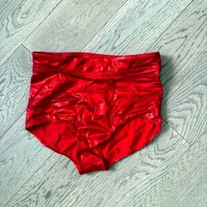 Red metallic dancer high waisted shorts